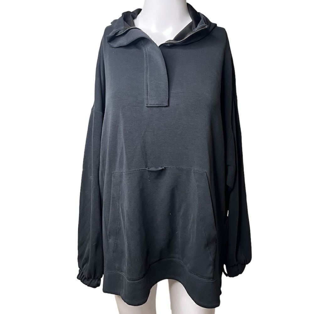 Oysho Stretchy Long Sleeve Hoodie Black Size XS